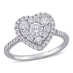 1 CT TW Round Diamond 10K White Gold Heart Shape Halo Engagement Ring