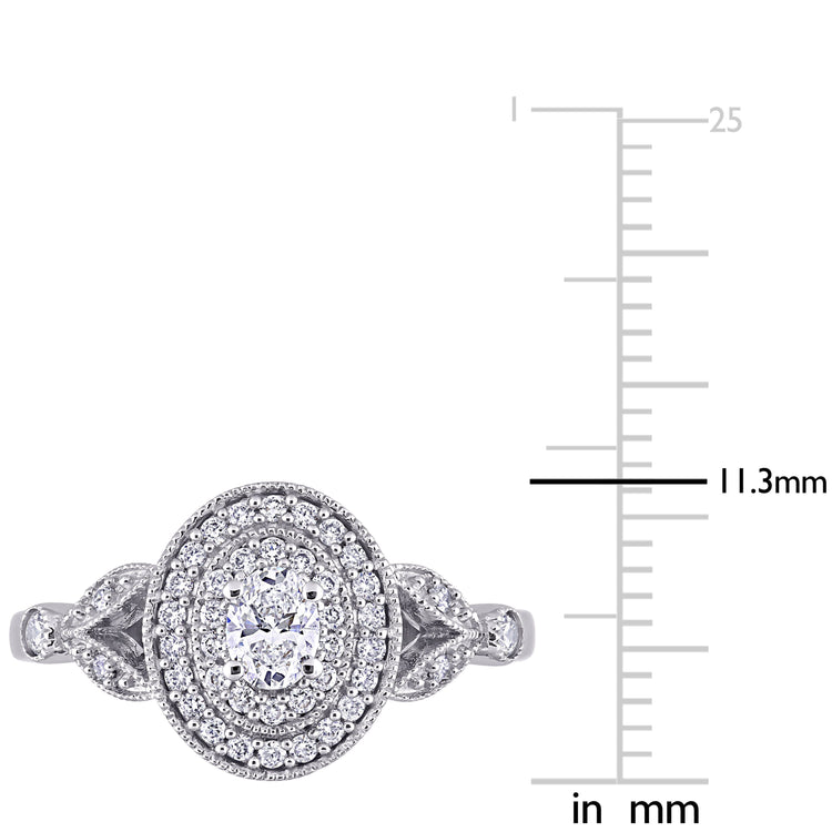 1/2 CT TW Diamond 14K White Gold Double Halo Engagement Ring
