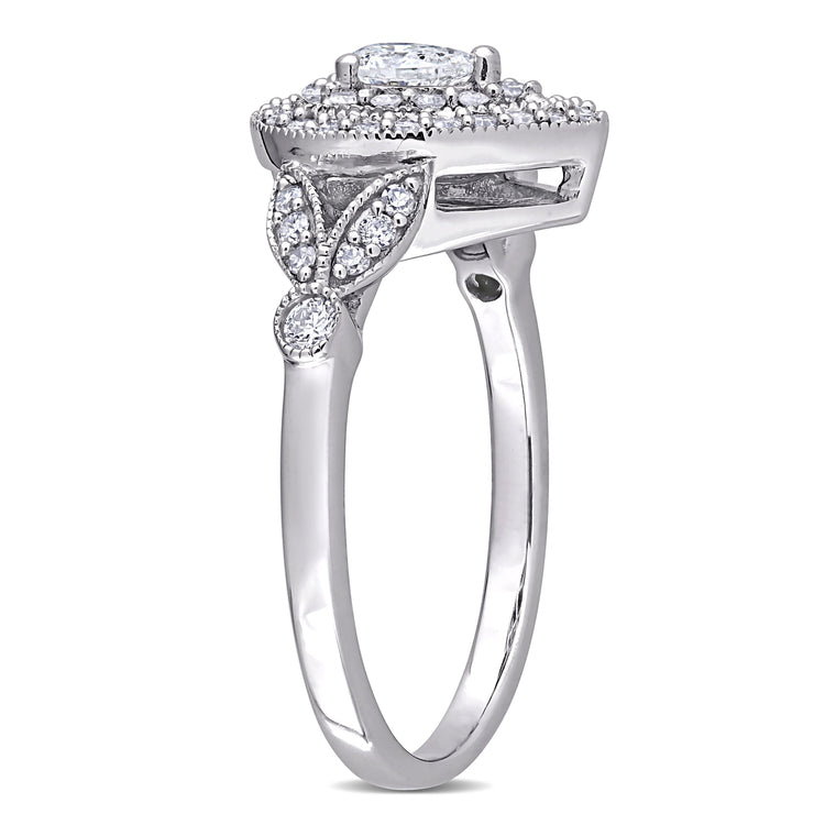 1/2 CT TW Pear and Round Diamond 10K White Gold Engagement Ring