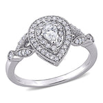 1/2 CT TW Pear and Round Diamond 10K White Gold Engagement Ring