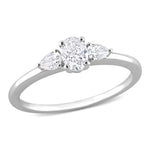 1/2 CT TW 3-stone Oval and Pear Diamond 14K White Gold Engagement Ring