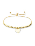 Gold Bolo Bracelet w/ Heart Tag