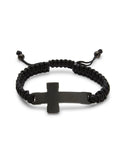 Men's Adjustable Black Stainless Steel Cross Bracelet