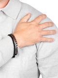 Men's Chain and Black Agate Bead Bracelet