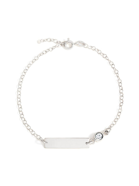 Silver Bar Bracelet w/ Bezel Birthstone