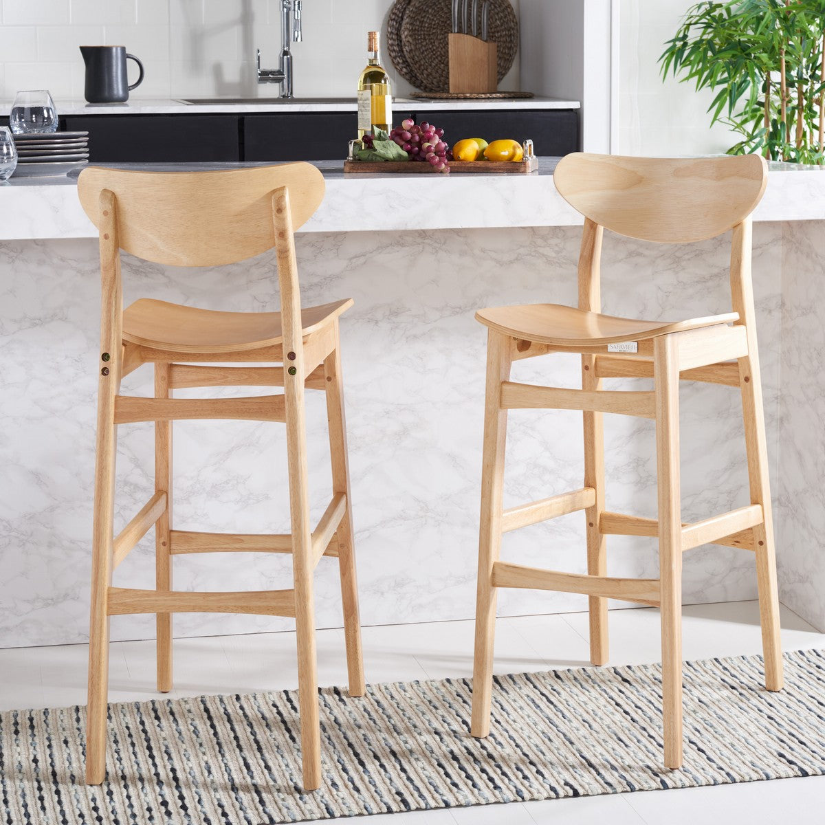  Safavieh Thaxton Bar Stools Set of 2 - Walnut - Bonton