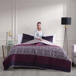 Cordon Purple 100% Cotton 230 Thread Count 3-Piece Reversible Quilt Set