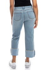 29.5"-25" Deep Cuff Mid Rise Crop Straight Jeans