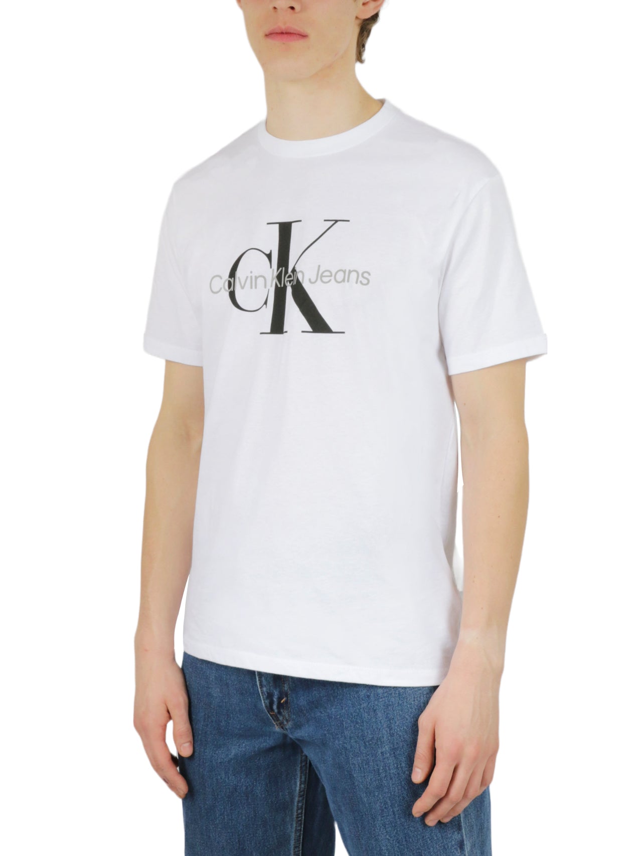  Calvin Klein Short Sleeves Monogram Crew - Black - Bonton