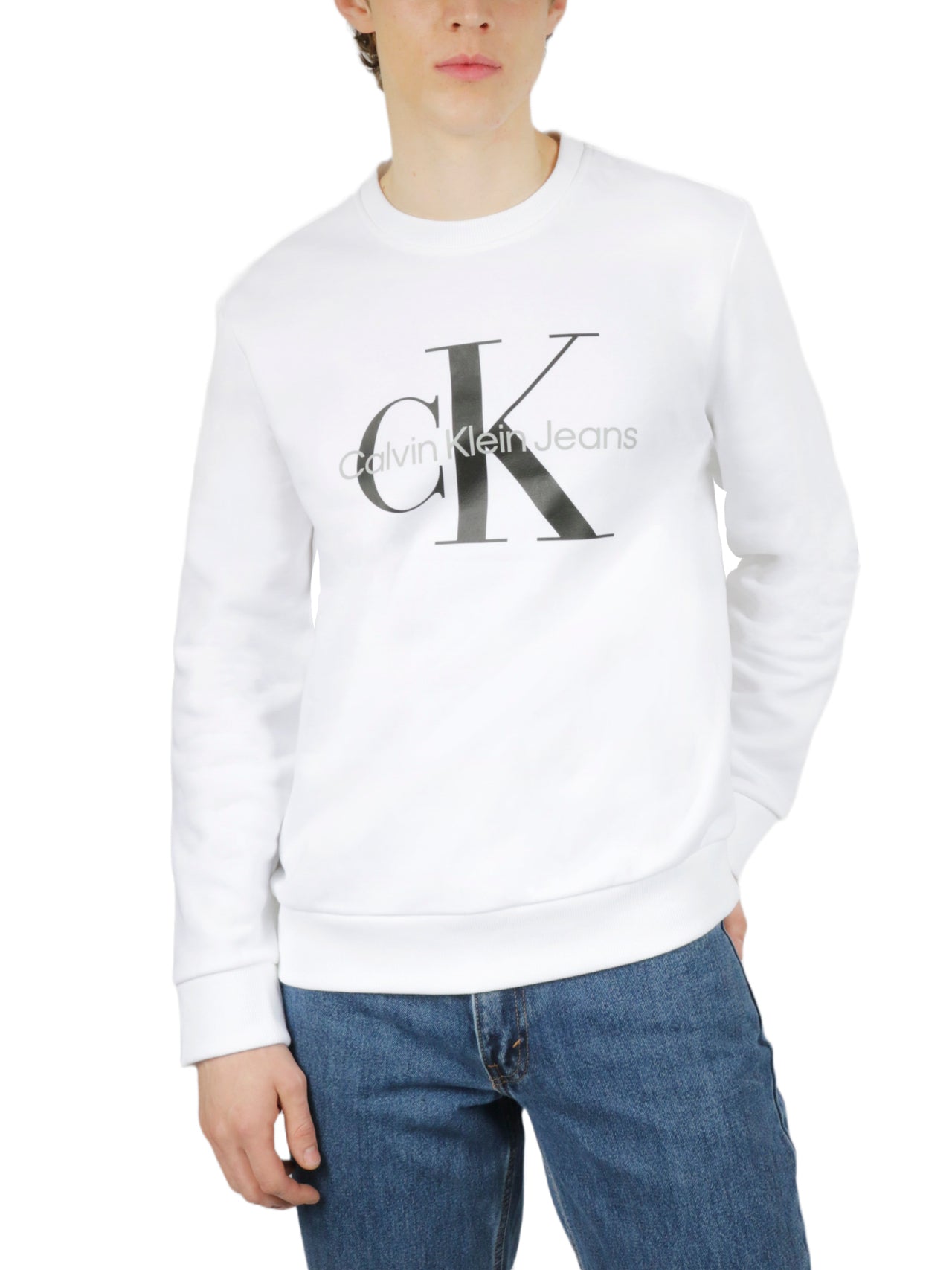  Calvin Klein Long Sleeves Monogram Crewneck Shirt - Black Beauty - Bonton