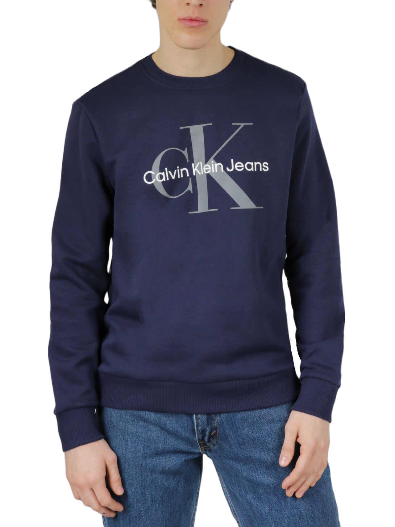  Calvin Klein Long Sleeves Monogram Crewneck Shirt - Black Beauty - Bonton