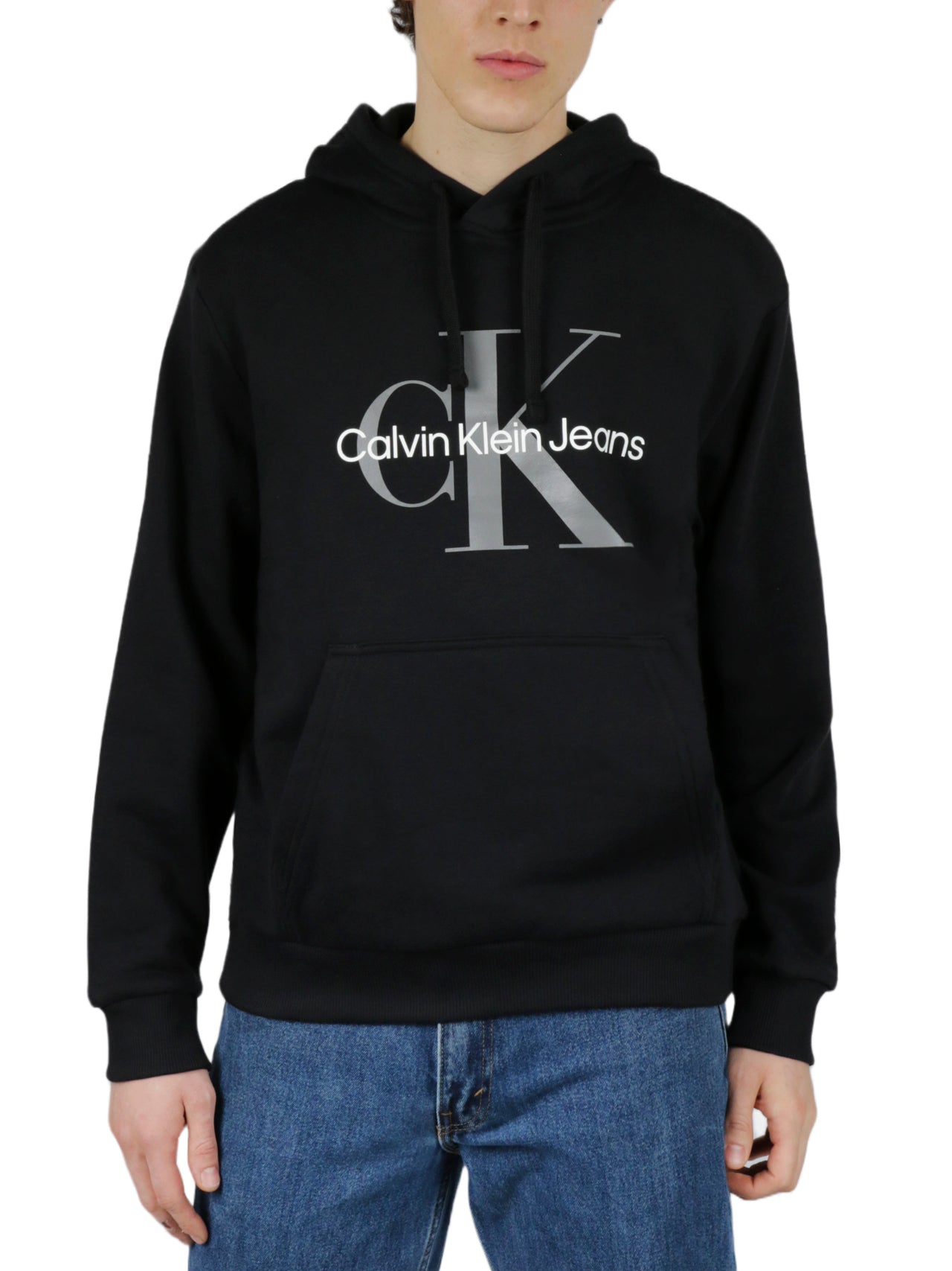  Calvin Klein Monogram Pullover Hoodie - Brilliant White - Bonton