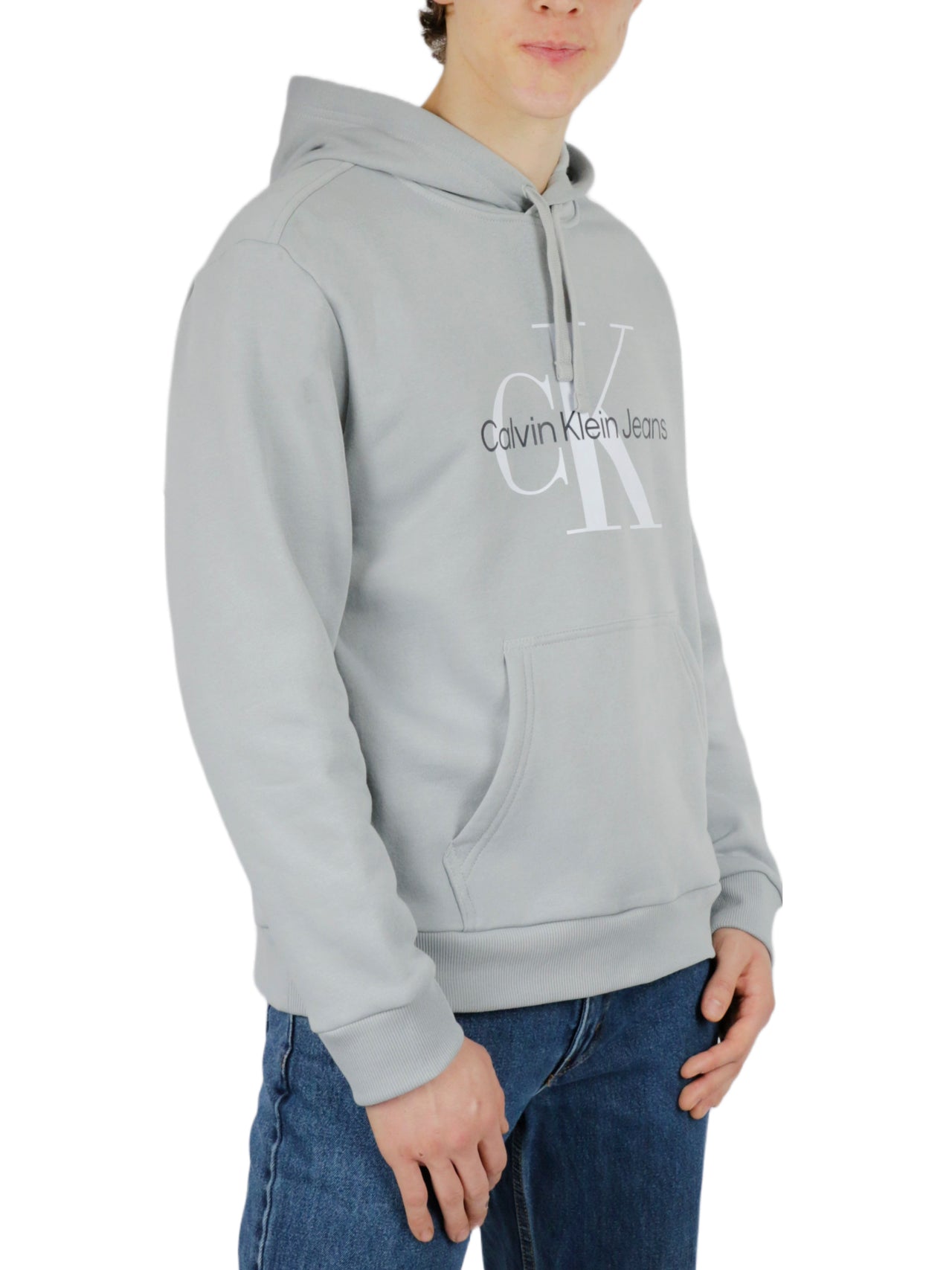  Calvin Klein Monogram Pullover Hoodie - Brilliant White - Bonton