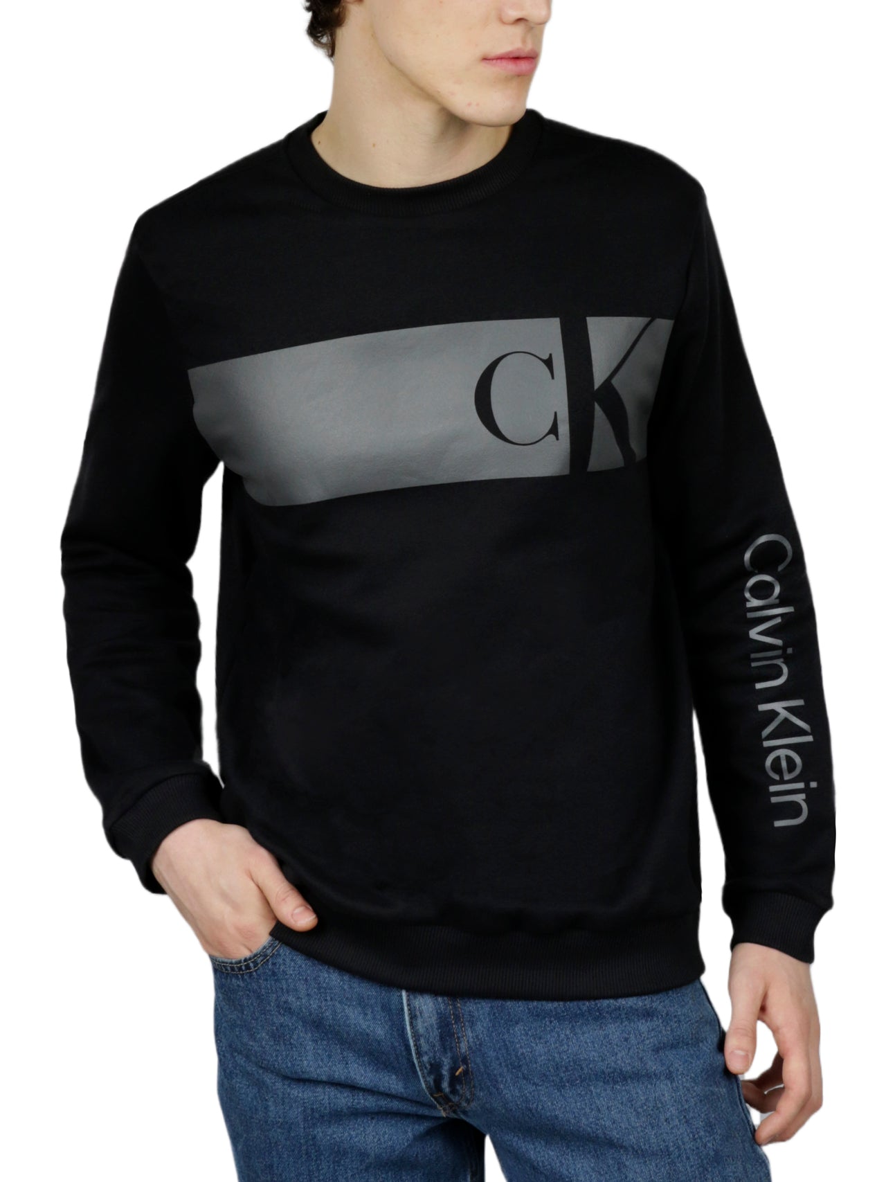  Calvin Klein Long Sleeves Monogram Iconic Tee - Black Beauty - Bonton