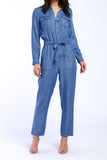 Cantrelle Long Sleeve Pull On Jumpsuit, Loose Leg, Half Button Down