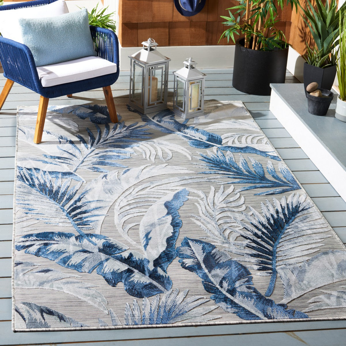  Safavieh Cabana 452 Indoor / Outdoor Rug - Ivory / Navy - Bonton