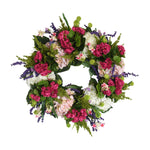 31" Grapevine Wreath with Hydrangeas, Heather, Begonia and Cherry Blossoms