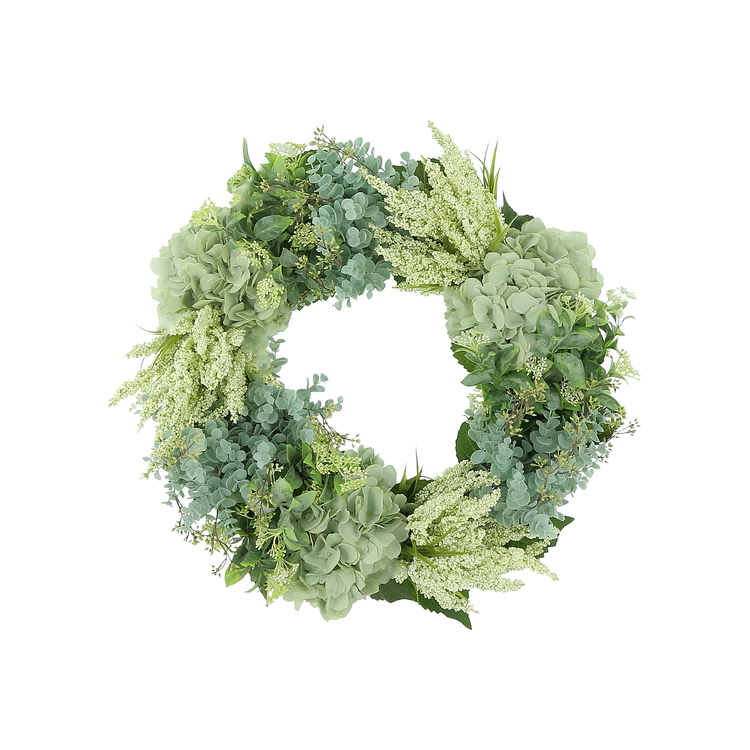 25" Hydrangea, Heather and Eucalyptus Wreath