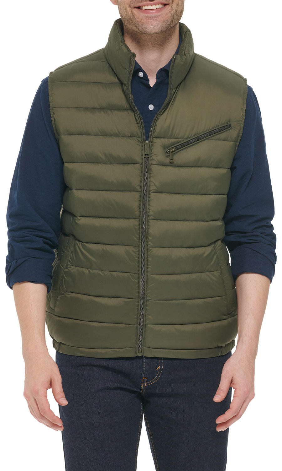  Cole Haan Men's Puffer Vest with Zipper Front - Burnt Orange - Bonton