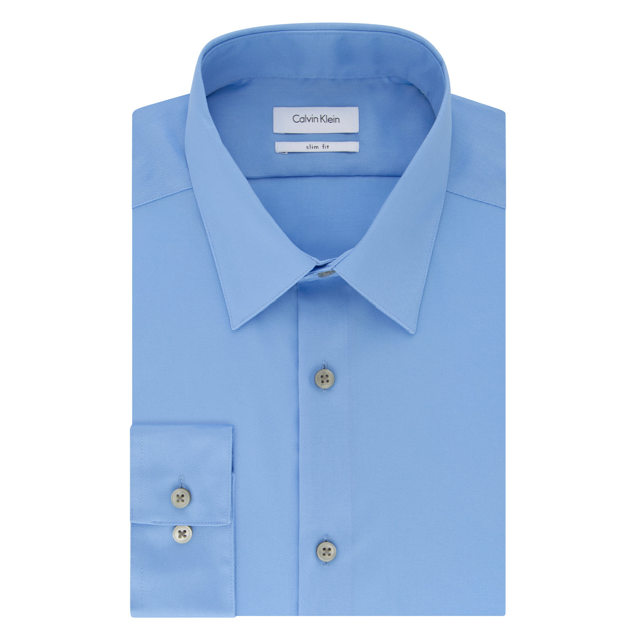  Calvin Klein Calvin Klein Slim Fit Non Iron Twill Solid Shirt - Blue - Bonton