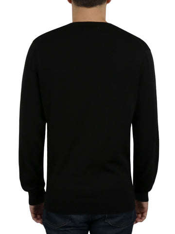 Long Sleeves Logo Supima Crew in Black