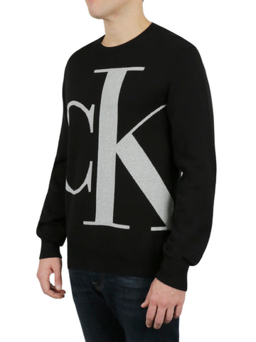 Long Sleeves Logo Supima Crew in Black