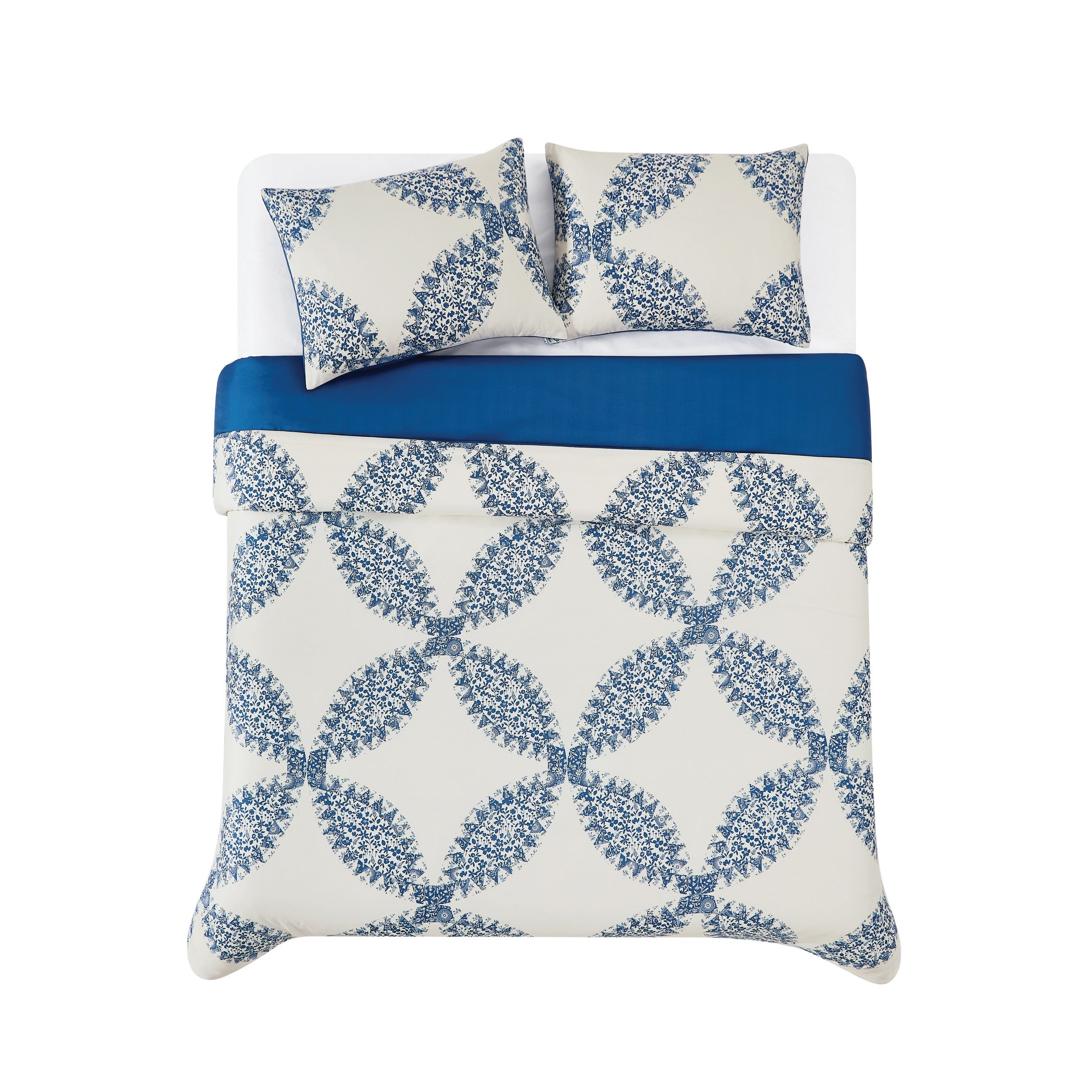  Cannon Abigail Duvet Cover Set - Cream and Blue - Bonton