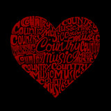 LA Pop Art Women's Word Art Hooded Sweatshirt -Country Music Heart
