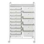 White Metal 15-Drawer Rolling Storage Cart