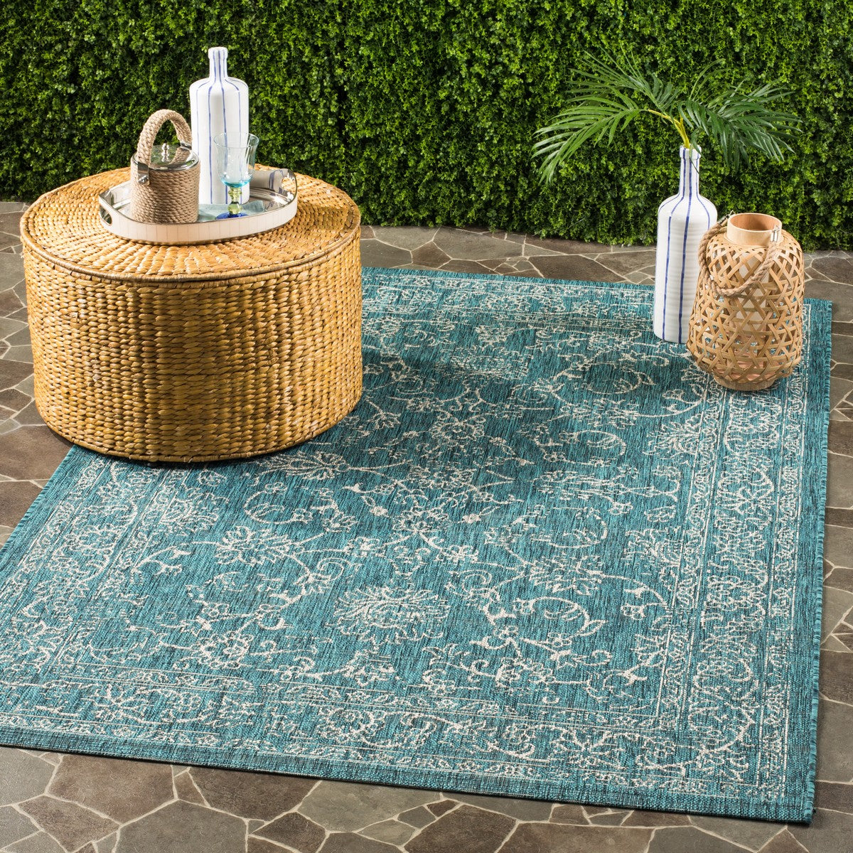  Safavieh Courtyard 8680 Indoor / Outdoor Rug - Navy / Ivory - Bonton