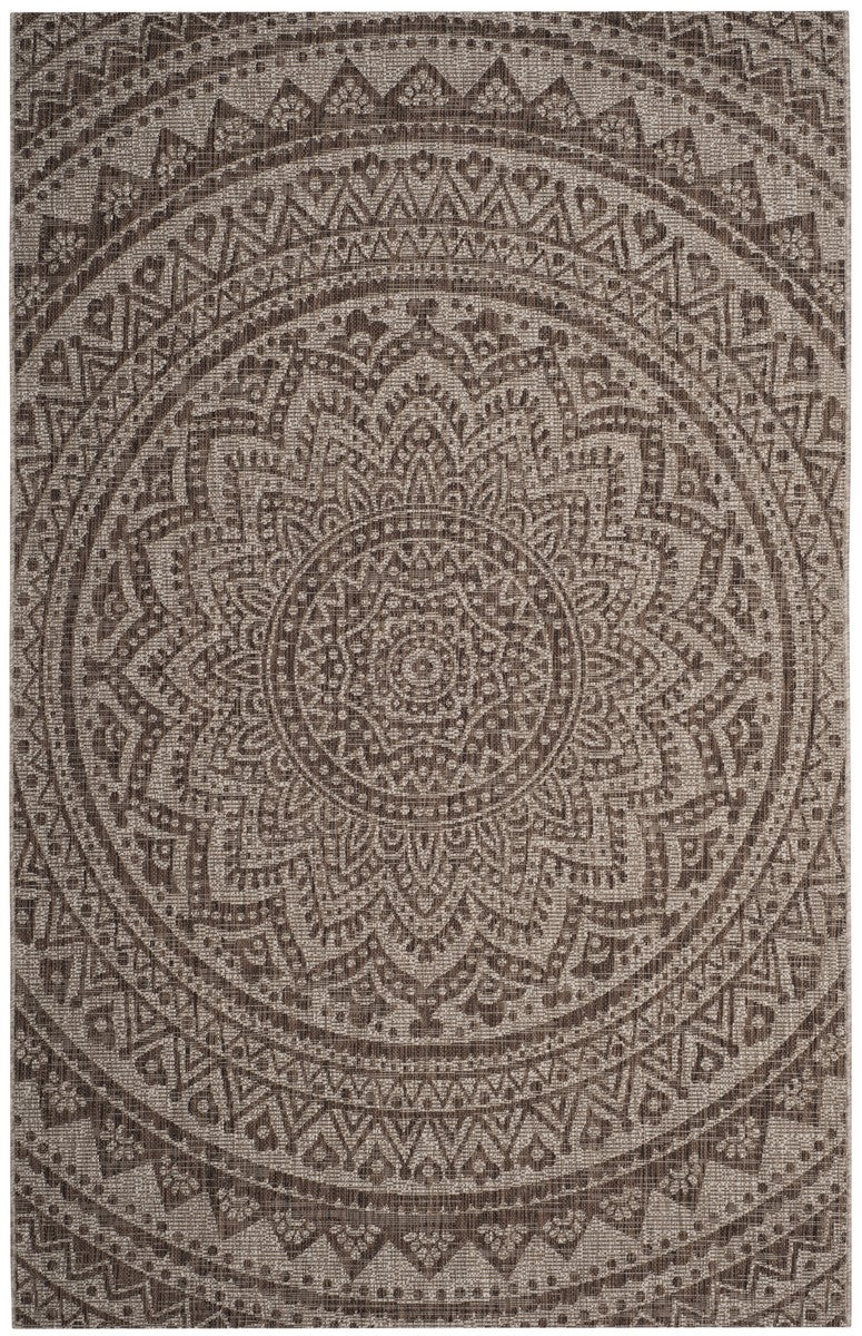  Safavieh Courtyard 8734 Indoor / Outdoor Rug - Light Beige / Terracotta - Bonton