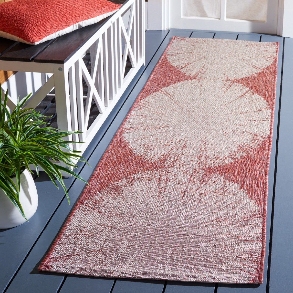  Safavieh Courtyard 8893 Indoor / Outdoor Rug - Beige / Red - Bonton