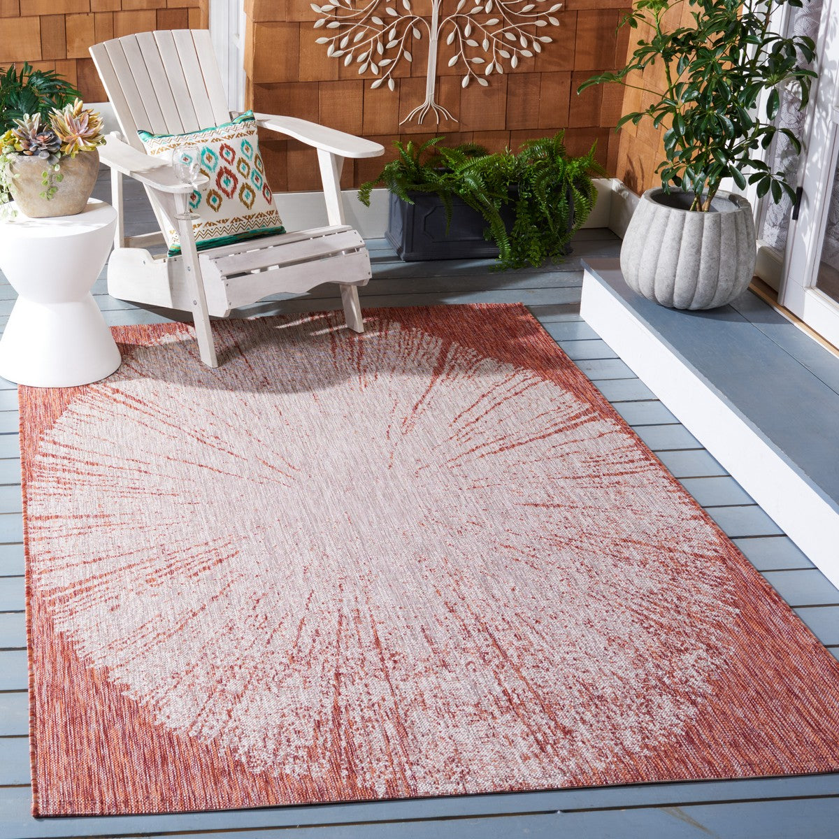  Safavieh Courtyard 8893 Indoor / Outdoor Rug - Beige / Red - Bonton