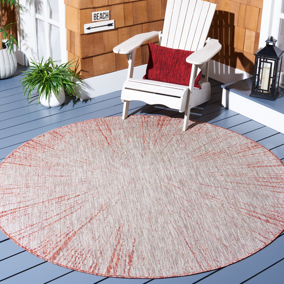  Safavieh Courtyard 8893 Indoor / Outdoor Rug - Beige / Red - Bonton