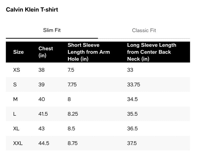 Calvin klein shorts hotsell size guide