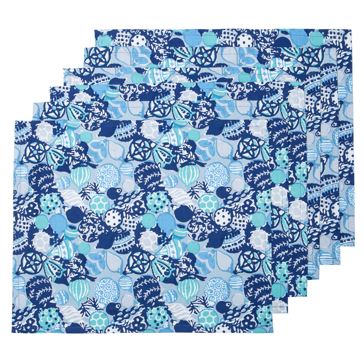 Ornaments Blue and White Mats Set of 6