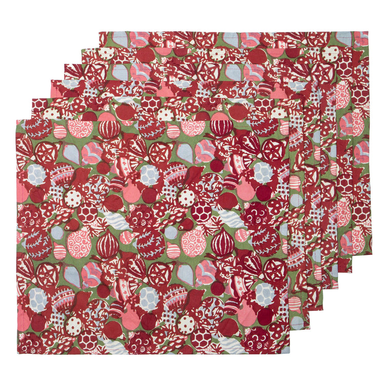 Ornaments Green and Red Mats Set of 6