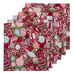Ornaments Green and Red Napkins Set of 6