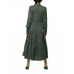 Zamara Tie Neck Long Sleeve Tier Maxi Dress