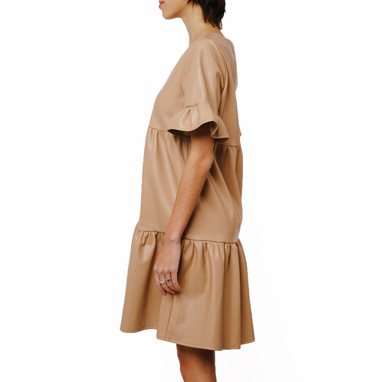  Ashlyn Vegan Leather Dress - Tan - Bonton