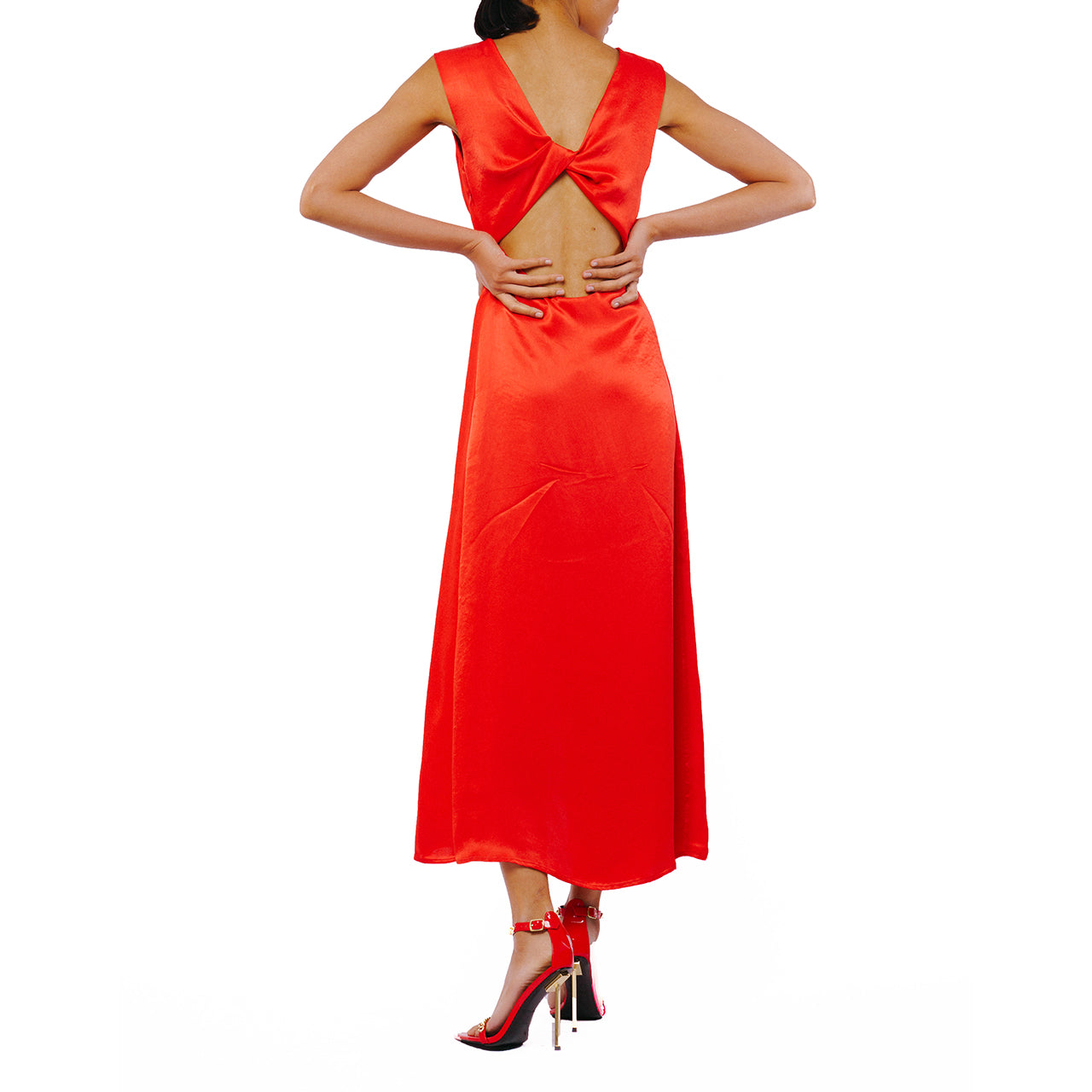  Ciebon Penny Twist Bias Dress - Red - Bonton