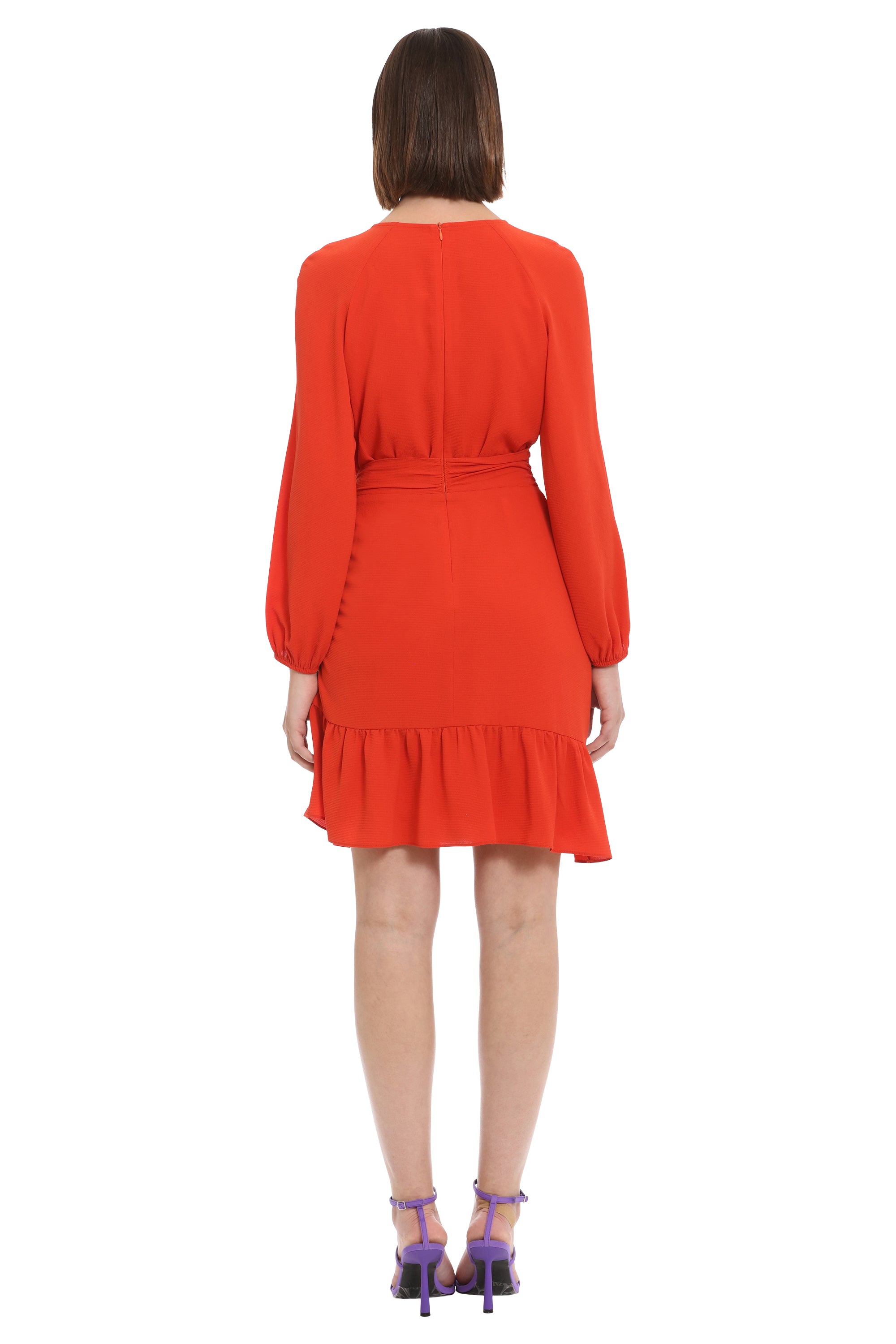  Donna Morgan Raglan Sleeve Asymmetrical Mini Dress - VALIANT POPPY - Bonton