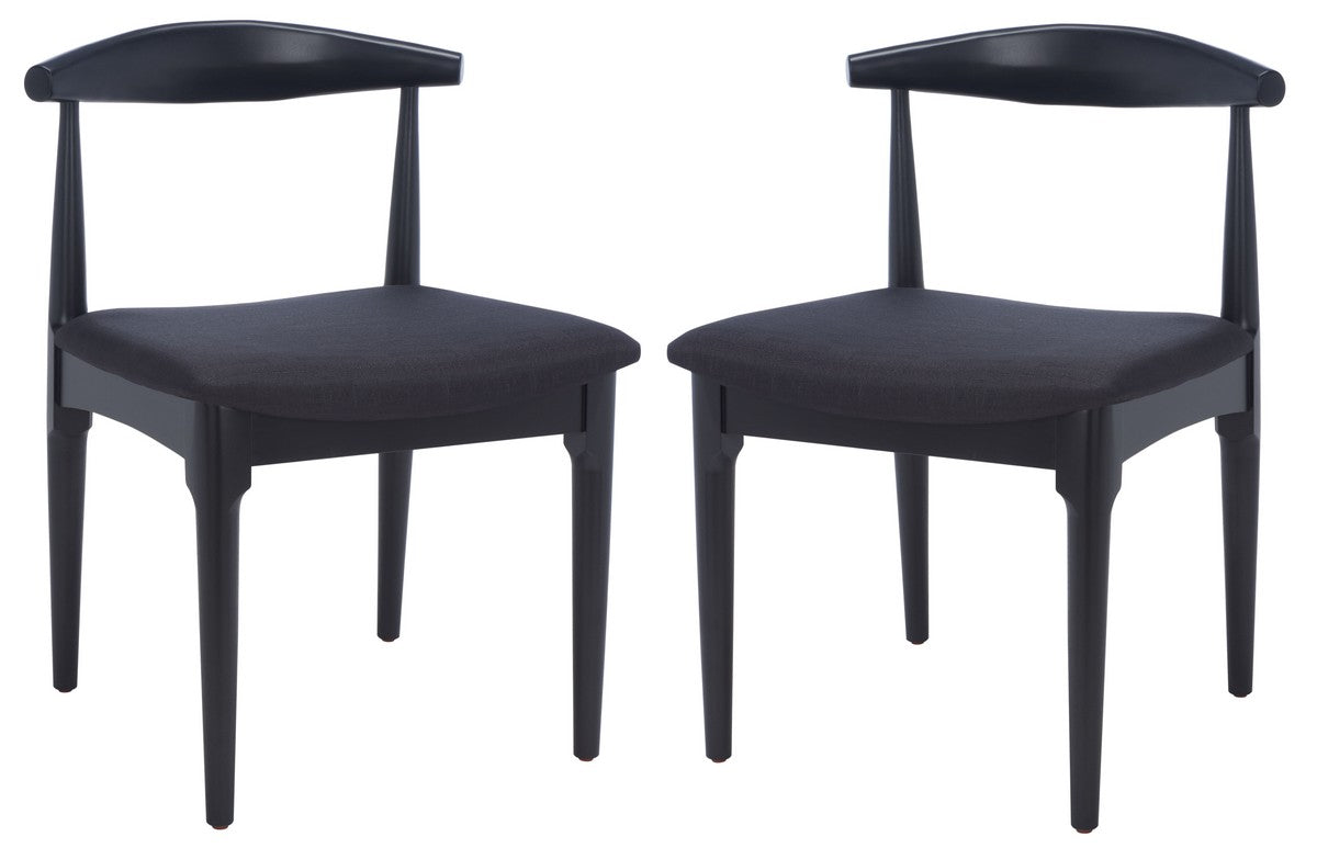  Safavieh Lionel Retro Dining Chair Set of 2 - Black Body / Black Cushion - Bonton