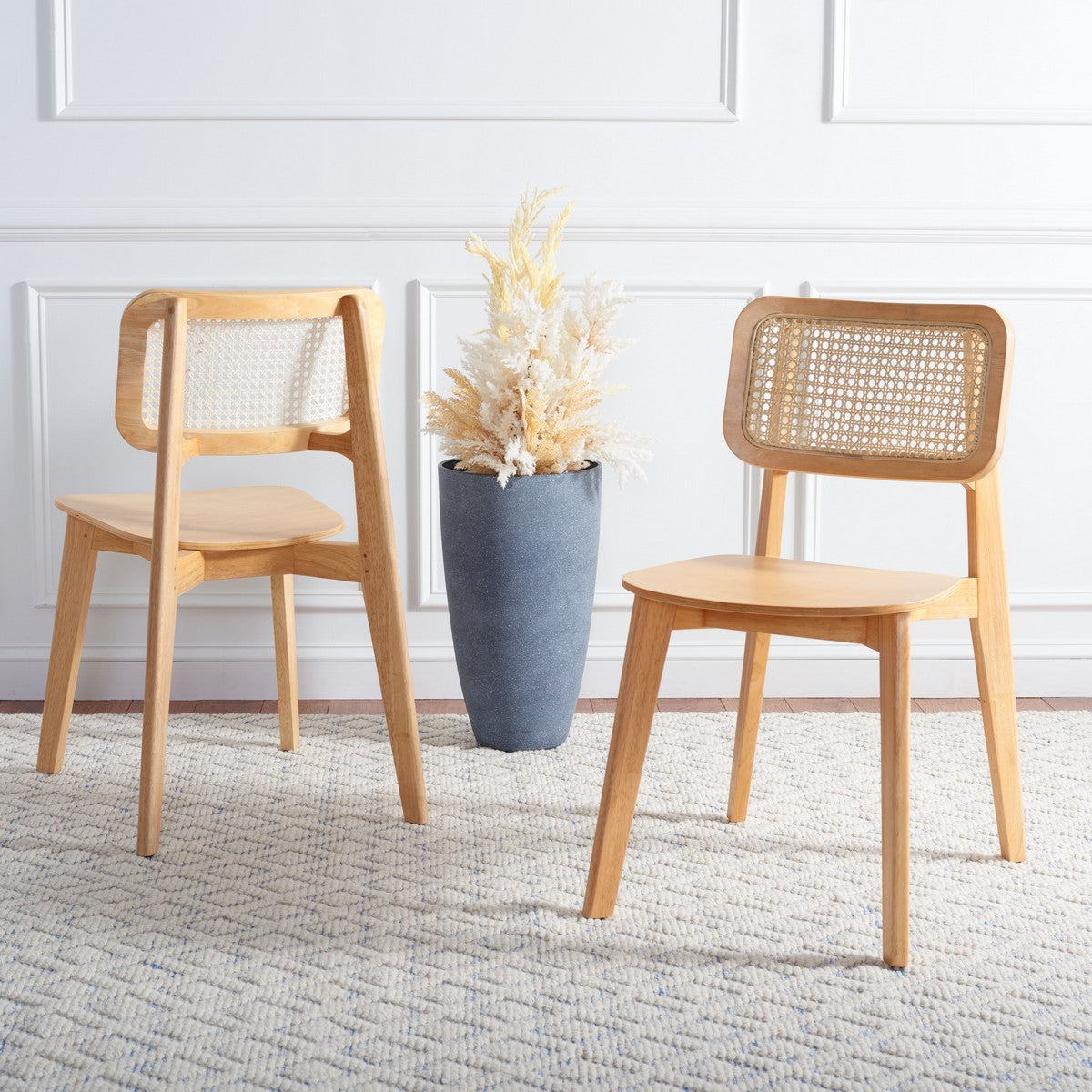  Safavieh Luz Cane Dining Chairs Set of 2 - Natural - Bonton