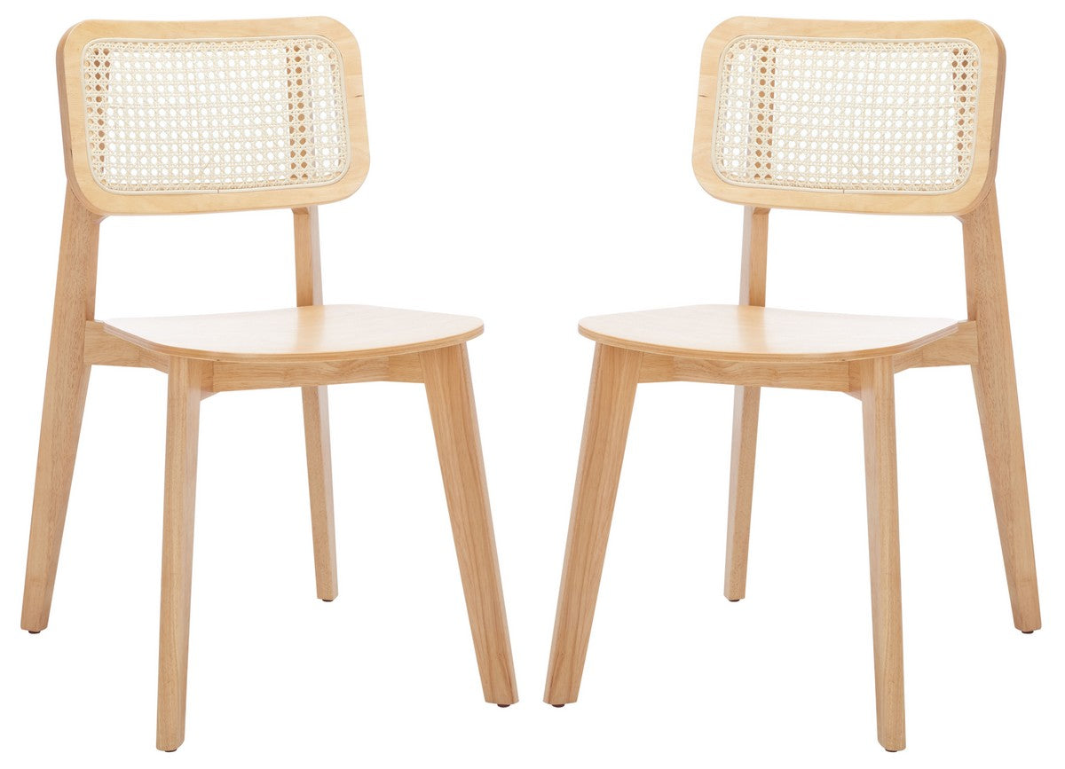  Safavieh Luz Cane Dining Chairs Set of 2 - Natural - Bonton