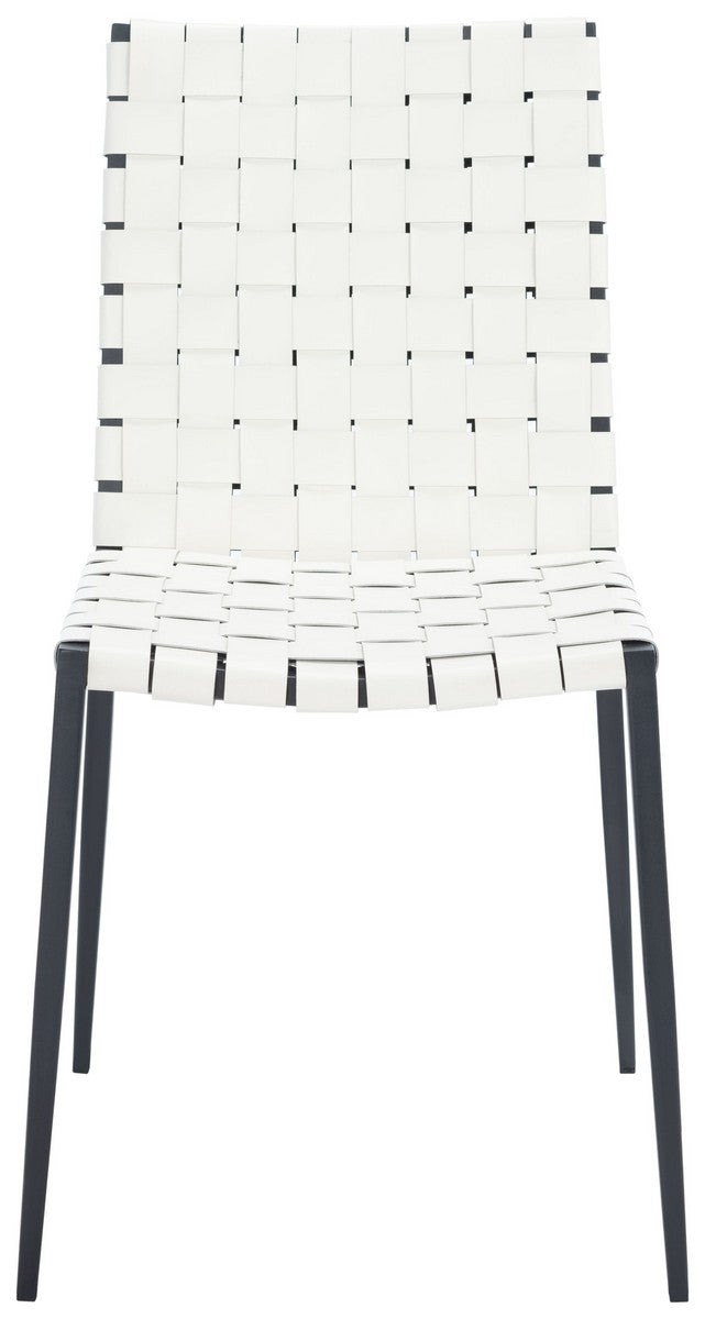  Safavieh Rayne Woven Dining Chairs Set of 2 - White / Silver - Bonton