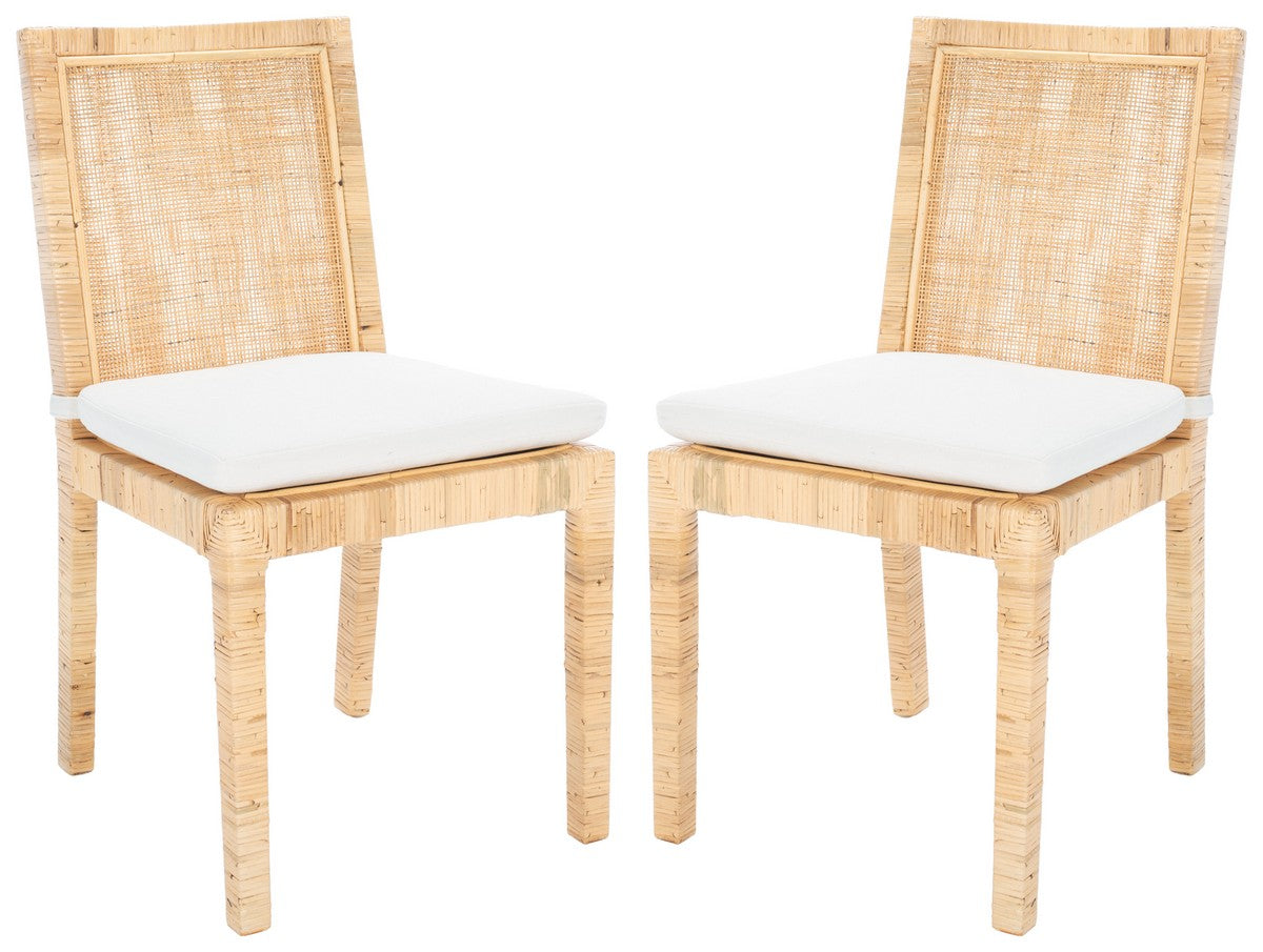  Safavieh Tojo Rattan Dining Chairs Set of 2 - Natural/White - Bonton