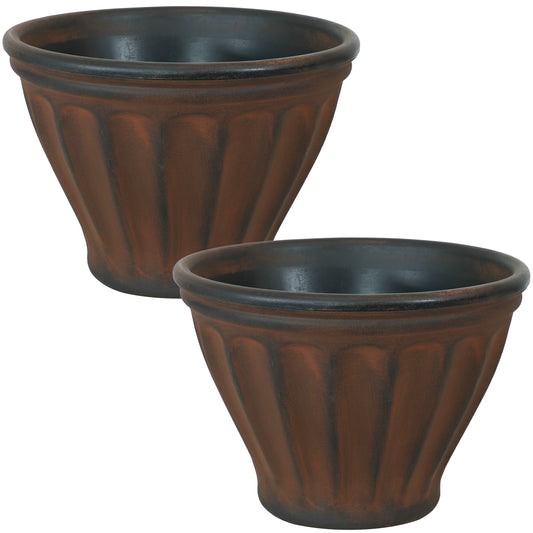 Charlotte Double-Walled Flower Pot Planter 16" Pack of 2