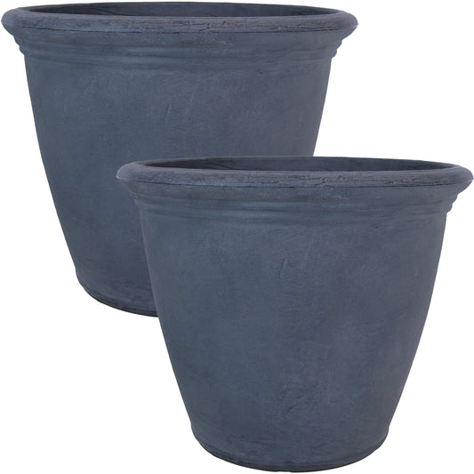 Indoor/Patio, Garden, or Porch Weather-Resistant Double-Walled Anjelica Flower Pot Planter - 20" - Sable Finish 2