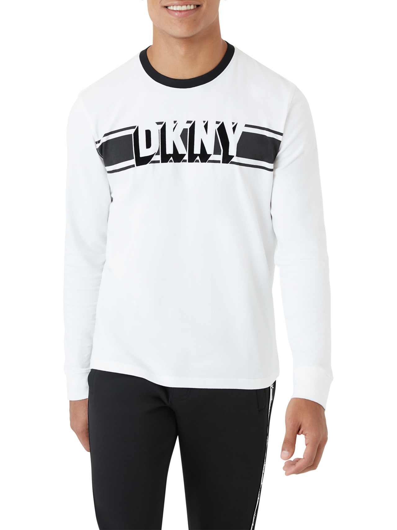  DKNY Black Shadow Long Sleeve Tee - White - Bonton
